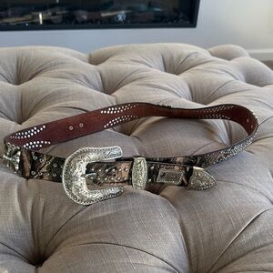 Montana West Brown and Silver Women's Belt